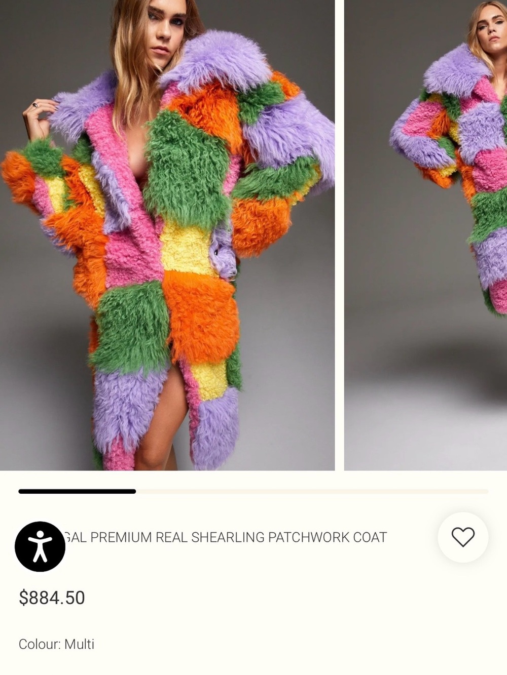 Nasty Gal Multi-Color Patchwork Teddy Shearling Coat